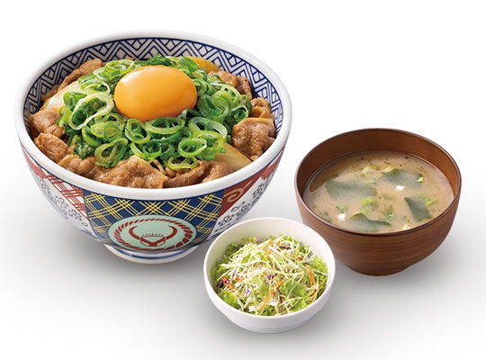 ねぎ玉牛丼＋サラダセット