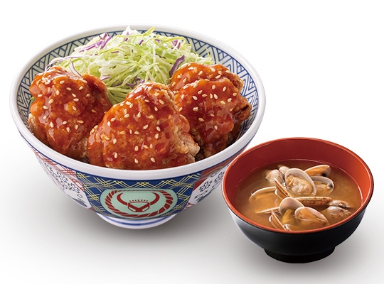 ヤンニョムから揚げ丼＋あさり汁