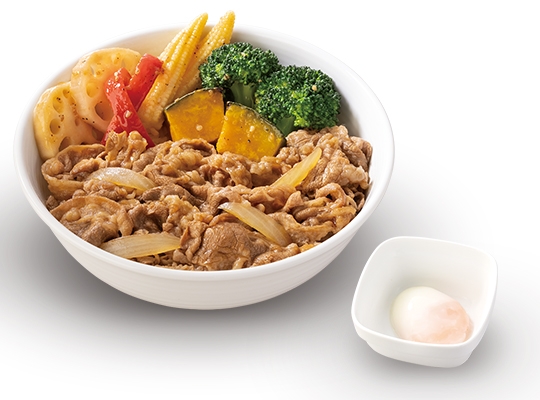 牛丼ON野菜<br>＋半熟玉子