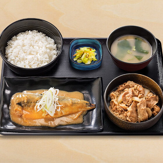 鯖みそ牛定食