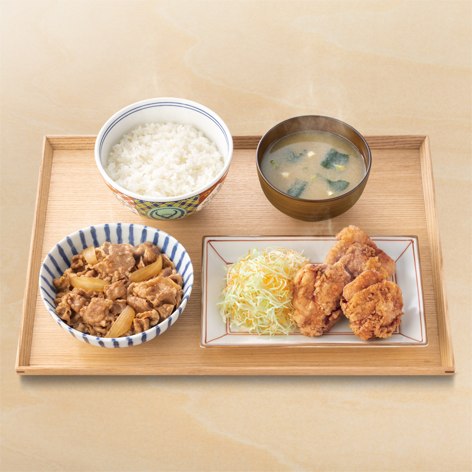 W定食（牛皿・から揚げ定食