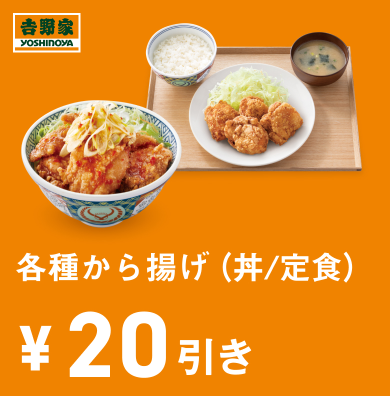 各種から揚げ(丼/定食)20円引き