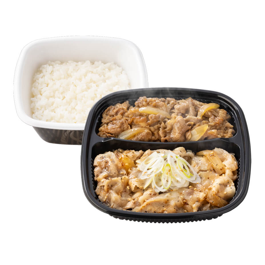 Ｗ弁当（牛皿・ねぎ塩豚）