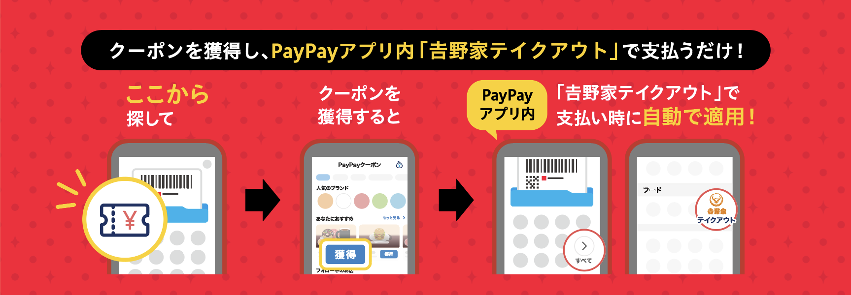 PayPayアプリ内のテイクアウトスマホ予約「吉野家テイクアウト」の利用手順
