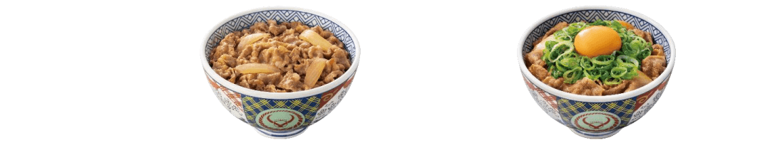 「牛丼」と「ねぎ玉牛丼」の商品画像